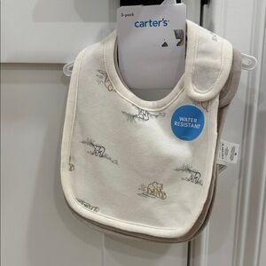 Carter's White and Tan Baby Bib Trio